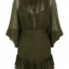 Shona Joy SAFIRA BUTTON UP RUCHED MINI DRESS - OLIVE