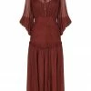Shona Joy DRESSES SAFIRA BUTTON UP RUCHED MIDI DRESS - SANGRIA