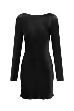Shona Joy LA LUNE LONG SLEEVE BACKLESS MINI DRESS - BLACK DRESSES