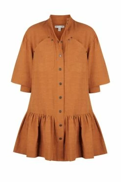 Shona Joy DRESSES PRISCILA HIGH NECK UTILITY MINI DRESS - TURMERIC