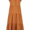 Shona Joy PRISCILA SHORT SLEEVE TIERED UTILITY MIDI DRESS - TURMERIC DRESSES
