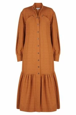 Shona Joy PRISCILA HIGH NECK UTILITY MIDI DRESS - TURMERIC