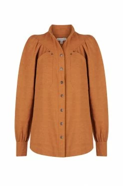Shona Joy PRISCILA HIGH NECK UTILITY SHIRT - TURMERIC TOPS