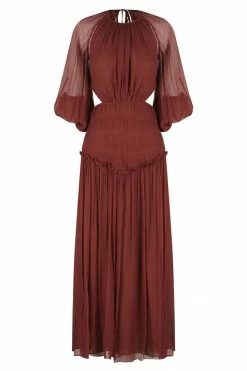 Shona Joy DRESSES SAFIRA CUT OUT BACKLESS MIDI DRESS - SANGRIA