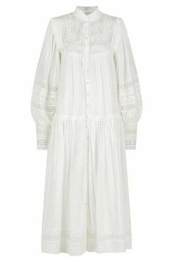 Shona Joy LUCIA BALLOON SLEEVE FRILL MIDI DRESS - IVORY DRESSES