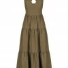 Shona Joy DRESSES JULIANA LINEN PLUNGED CROSS BACK MIDI DRESS - FOREST