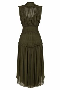 Shona Joy SAFIRA SLEEVELESS OPEN BACK MIDI DRESS - OLIVE DRESSES