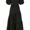Shona Joy DRESSES ELLA SHORT SLEEVE OPEN BACK MIDI DRESS - COAL