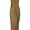 Shona Joy THALIA BIAS RUCHED MIDI DRESS - CUMIN