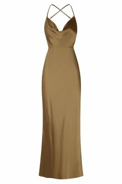 Shona Joy THALIA BIAS CUT OUT MIDI DRESS - CUMIN DRESSES