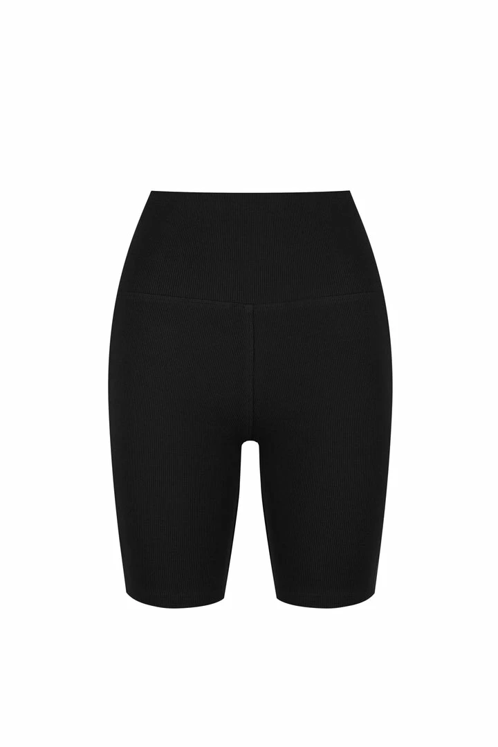 Shona Joy SJ RIB BIKE SHORT - BLACK KNITWEAR