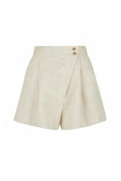 Shona Joy LUNA LINEN ASYMMETRIC SHORT - NATURAL