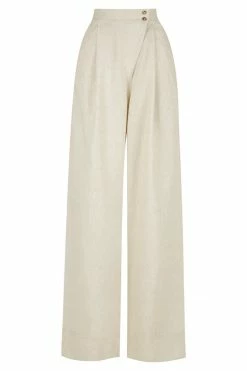 Shona Joy SHORTS & PANTS LUNA LINEN ASYMMETRIC WIDE LEG PANT - NATURAL