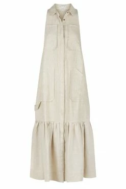 Shona Joy DRESSES LUNA LINEN SLEEVELESS MIDI DRESS - NATURAL