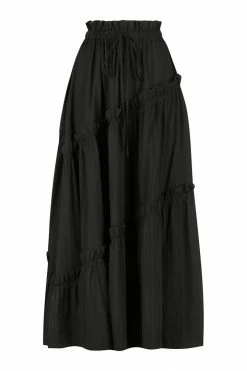 Shona Joy ELLA DRAWSTRING ASYMMETRIC MIDI SKIRT - COAL