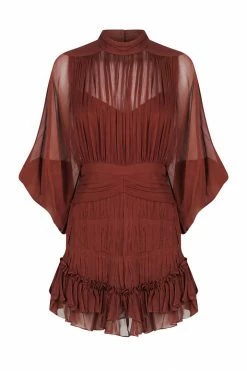 Shona Joy DRESSES SAFIRA LONG SLEEVE MINI DRESS - SANGRIA