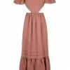 Shona Joy VEGA LINEN CUT OUT OPEN BACK MIDI DRESS - ROSE