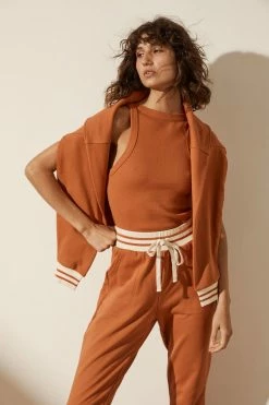 Shona Joy TOPS SJ LOGO CURVED HEM HOODIE - TURMERIC