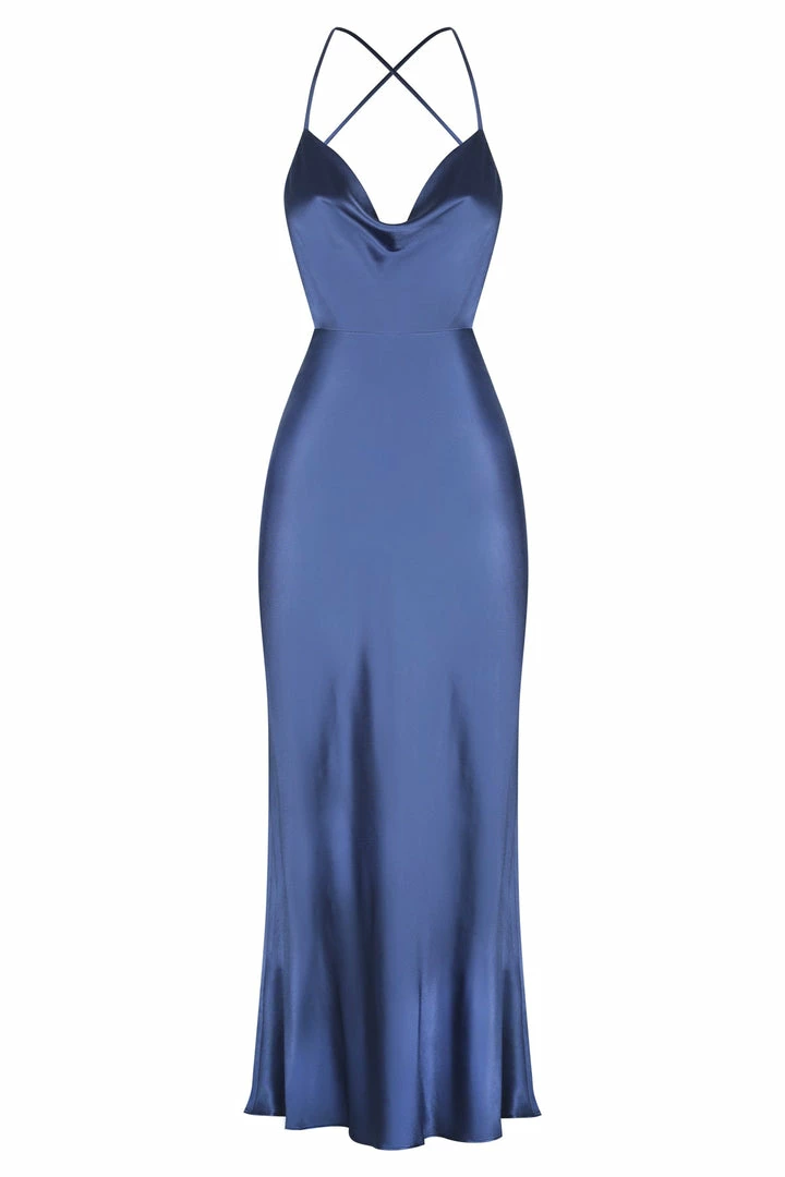 Shona Joy THALIA BIAS CUT OUT MIDI DRESS - AEGEAN BLUE DRESSES