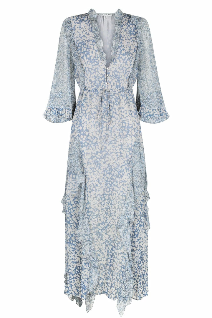 Shona Joy CANDICE BALLOON SLEEVE FRILL MIDI DRESS DRESSES