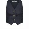 Shona Joy LIGIA LINEN TAILORED FITTED VEST - NAVY