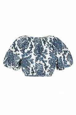 Shona Joy DIANA OPEN BACK BALLOON SLEEVE CROP TOP