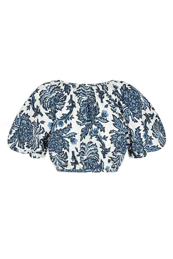 Shona Joy DIANA OPEN BACK BALLOON SLEEVE CROP TOP