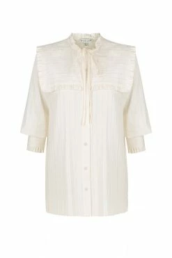 Shona Joy TOPS ELLA FRILL CAPE BUTTON UP SHIRT - VANILLA