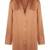 Shona Joy LA LUNE LOUNGE SHIRT DRESS - COPPER DRESSES