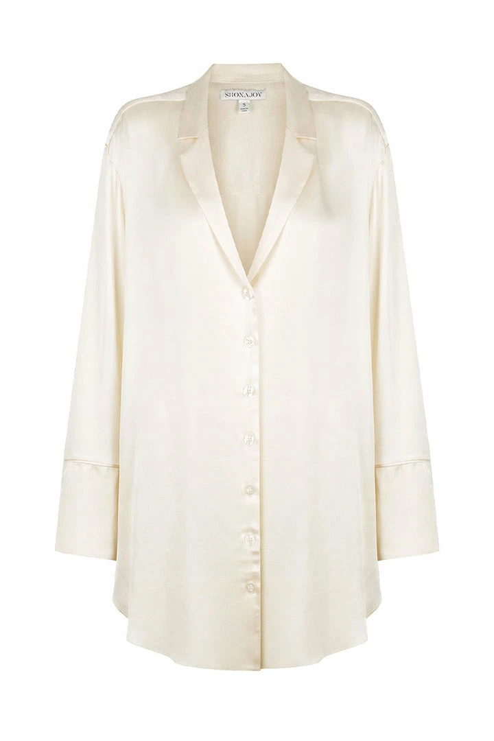 Shona Joy LA LUNE LOUNGE SHIRT DRESS - CREAM DRESSES