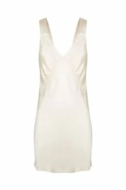 Shona Joy DRESSES LA LUNE LOUNGE PLUNGED SLIP DRESS - CREAM