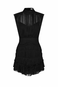 Shona Joy SAFIRA SLEEVELESS RUCHED MINI DRESS - BLACK DRESSES