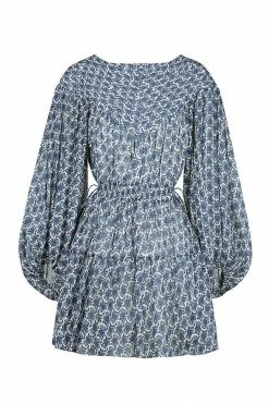 Shona Joy DANIELA PIN TUCK BALLOON SLEEVE MINI DRESS