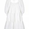 Shona Joy PAULINA LINEN SQUARE NECK TIERED MINI DRESS - IVORY