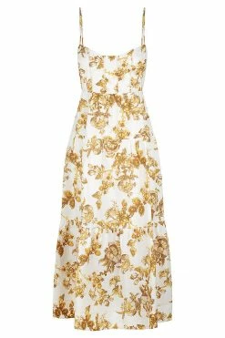 Shona Joy BELLA LINEN CORDED TIERED MIDI DRESS DRESSES