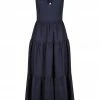 Shona Joy LIGIA LINEN PLUNGED CROSS BACK MIDI DRESS - NAVY