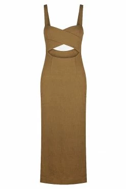 Shona Joy SIMONE CROSS OVER MIDI DRESS - CUMIN