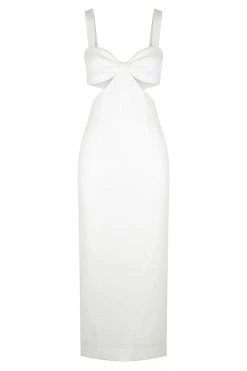 Shona Joy SIMONE GATHERED CUT OUT MIDI DRESS - IVORY DRESSES