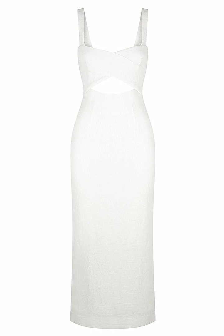Shona Joy DRESSES SIMONE CROSS OVER MIDI DRESS - IVORY