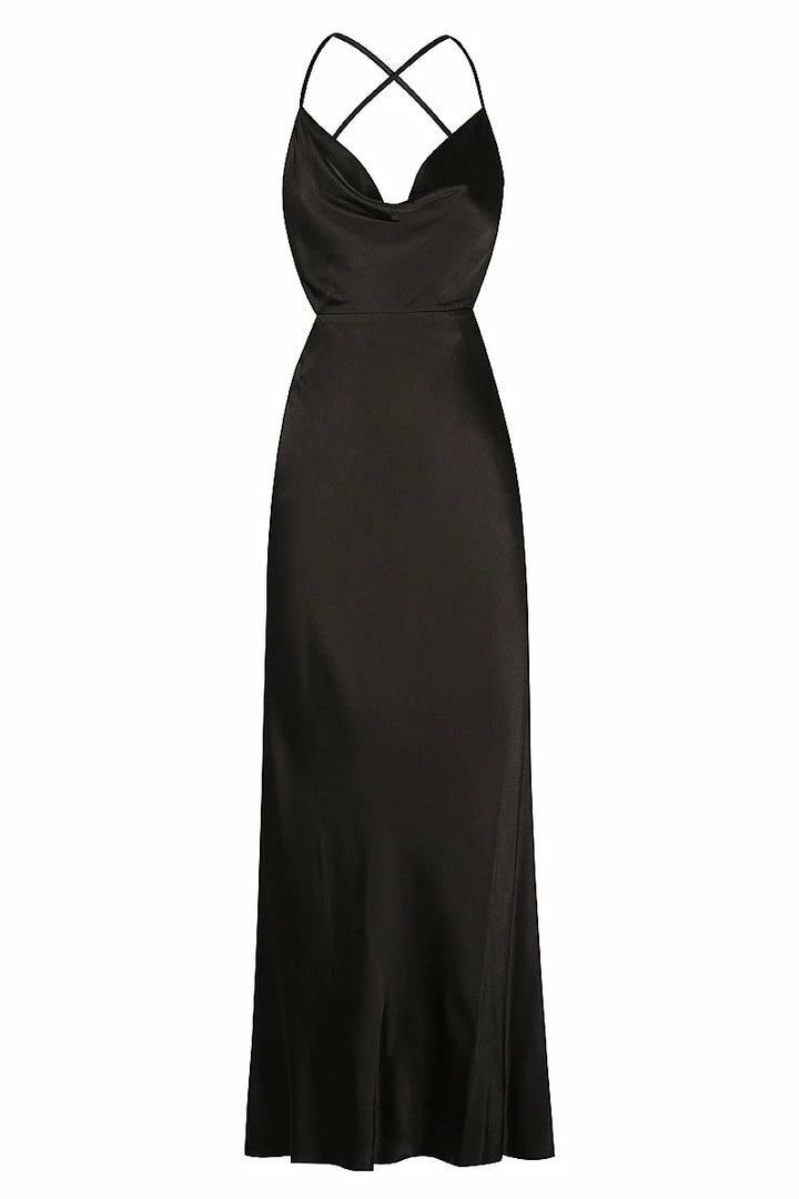 Shona Joy THALIA BIAS CUT OUT MIDI DRESS - BLACK DRESSES