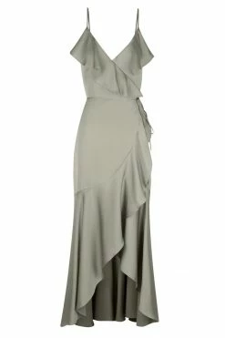 Shona Joy LUXE BIAS FRILL WRAP DRESS - EUCALYPTUS