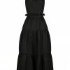 Shona Joy RUBI LINEN BACKLESS MIDI DRESS - BLACK