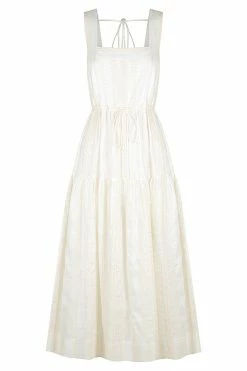 Shona Joy DRESSES LUANA LINEN SQUARE NECK MIDI DRESS - IVORY