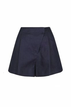 Shona Joy LIGIA LINEN ASYMMETRIC SHORT - NAVY