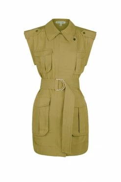 Shona Joy MATILDA LINEN UTILITY MINI DRESS - CUMIN DRESSES