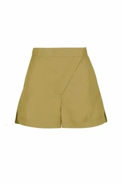 Shona Joy MATILDA LINEN ASYMMETRIC FLARED SHORT - CUMIN SHORTS & PANTS
