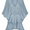 Shona Joy CHARLOTTE PLUNGED DRAPED MINI DRESS - BLUE SMOKE