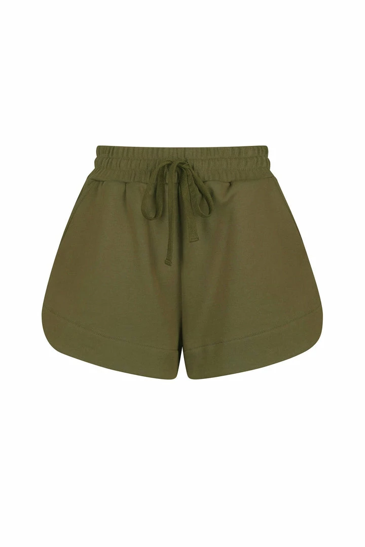 Shona Joy SJ CURVED HEM SHORT - MILITARY KNITWEAR