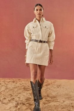 Shona Joy DRESSES SIERRA PANELLED UTILITY MINI DRESS - CREAM