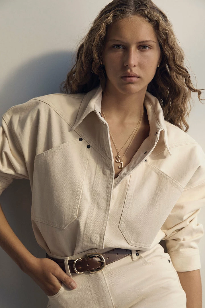 Shona Joy TOPS SIERRA OVERSIZED UTILITY SHIRT - CREAM